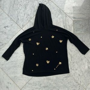 Lauren Moshi size 10 soft black and gold hoodie sweater